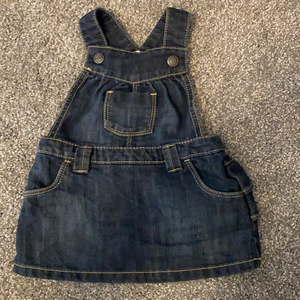 Super cute baby denim overall dress! Like new!